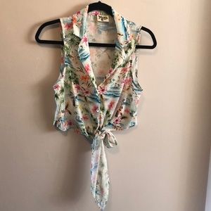 Show Me Your MuMu Sleeveless Button Up Crop